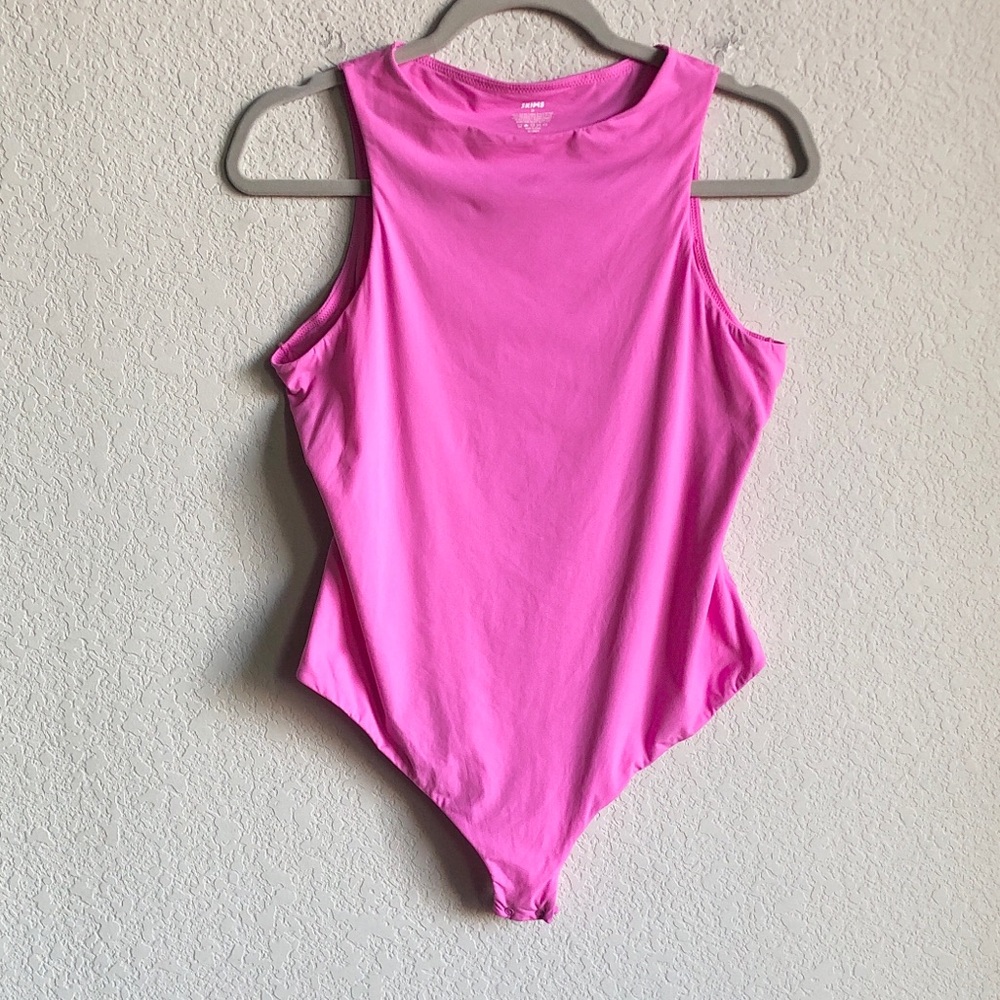 Skims Fits Everybody High Neck Bodysuit Pink 3X Thong Bottom
